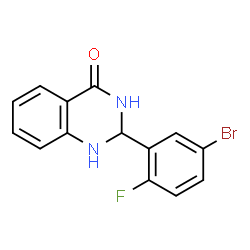 ChemSpider 2D Image | 2-(5-Bromo-2-fluorophenyl)-2,3-dihydro-4(1H)-quinazolinone | C14H10BrFN2O