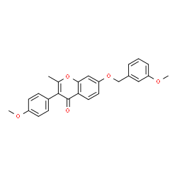 ChemSpider 2D Image | 7-[(3-Methoxybenzyl)oxy]-3-(4-methoxyphenyl)-2-methyl-4H-chromen-4-one | C25H22O5
