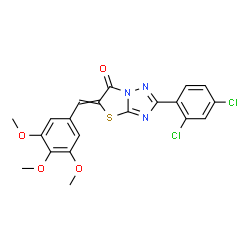 ChemSpider 2D Image | 2-(2,4-Dichlorophenyl)-5-(3,4,5-trimethoxybenzylidene)[1,3]thiazolo[3,2-b][1,2,4]triazol-6(5H)-one | C20H15Cl2N3O4S