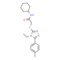 ChemSpider 2D Image | N-Cyclohexyl-2-{[4-ethyl-5-(4-methylphenyl)-4H-1,2,4-triazol-3-yl]sulfanyl}acetamide | C19H26N4OS