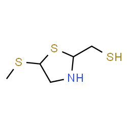ChemSpider 2D Image | [5-(Methylsulfanyl)-1,3-thiazolidin-2-yl]methanethiol | C5H11NS3