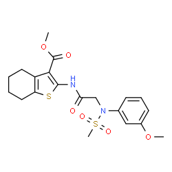 ChemSpider 2D Image | Methyl 2-{[N-(3-methoxyphenyl)-N-(methylsulfonyl)glycyl]amino}-4,5,6,7-tetrahydro-1-benzothiophene-3-carboxylate | C20H24N2O6S2