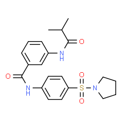 ChemSpider 2D Image | 3-(Isobutyrylamino)-N-[4-(1-pyrrolidinylsulfonyl)phenyl]benzamide | C21H25N3O4S