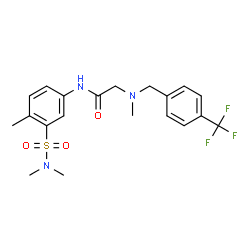 ChemSpider 2D Image | N-[3-(Dimethylsulfamoyl)-4-methylphenyl]-N~2~-methyl-N~2~-[4-(trifluoromethyl)benzyl]glycinamide | C20H24F3N3O3S