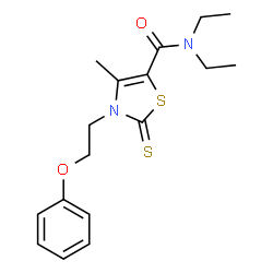 ChemSpider 2D Image | N,N-Diethyl-4-methyl-3-(2-phenoxyethyl)-2-thioxo-2,3-dihydro-1,3-thiazole-5-carboxamide | C17H22N2O2S2