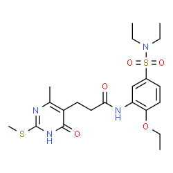 ChemSpider 2D Image | N-[5-(Diethylsulfamoyl)-2-ethoxyphenyl]-3-[4-methyl-2-(methylsulfanyl)-6-oxo-1,6-dihydro-5-pyrimidinyl]propanamide | C21H30N4O5S2