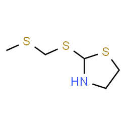 ChemSpider 2D Image | 2-{[(Methylsulfanyl)methyl]sulfanyl}-1,3-thiazolidine | C5H11NS3