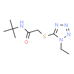 ChemSpider 2D Image | 2-[(1-Ethyl-1H-tetrazol-5-yl)sulfanyl]-N-(2-methyl-2-propanyl)acetamide | C9H17N5OS