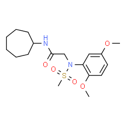 ChemSpider 2D Image | N-Cycloheptyl-N~2~-(2,5-dimethoxyphenyl)-N~2~-(methylsulfonyl)glycinamide | C18H28N2O5S