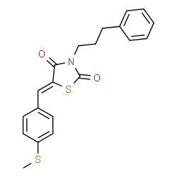 ChemSpider 2D Image | (5Z)-5-[4-(Methylsulfanyl)benzylidene]-3-(3-phenylpropyl)-1,3-thiazolidine-2,4-dione | C20H19NO2S2