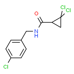 ChemSpider 2D Image | 2,2-Dichloro-N-(4-chlorobenzyl)cyclopropanecarboxamide | C11H10Cl3NO