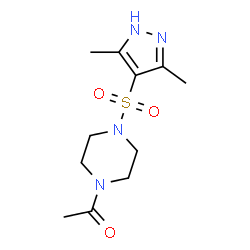 ChemSpider 2D Image | 1-{4-[(3,5-Dimethyl-1H-pyrazol-4-yl)sulfonyl]-1-piperazinyl}ethanone | C11H18N4O3S