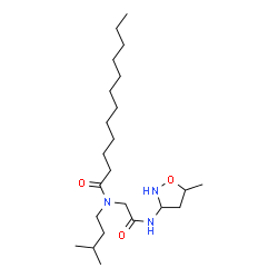 ChemSpider 2D Image | N-(3-Methylbutyl)-N-{2-[(5-methyl-1,2-oxazolidin-3-yl)amino]-2-oxoethyl}dodecanamide | C23H45N3O3