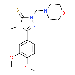 ChemSpider 2D Image | 5-(3,4-Dimethoxyphenyl)-4-methyl-2-(4-morpholinylmethyl)-2,4-dihydro-3H-1,2,4-triazole-3-thione | C16H22N4O3S
