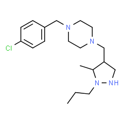 ChemSpider 2D Image | 1-(4-Chlorobenzyl)-4-[(5-methyl-1-propyl-4-pyrazolidinyl)methyl]piperazine | C19H31ClN4