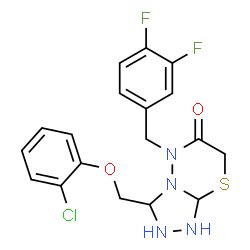 ChemSpider 2D Image | 3-[(2-Chlorophenoxy)methyl]-5-(3,4-difluorobenzyl)tetrahydro-5H-[1,2,4]triazolo[3,4-b][1,3,4]thiadiazin-6(7H)-one | C18H17ClF2N4O2S