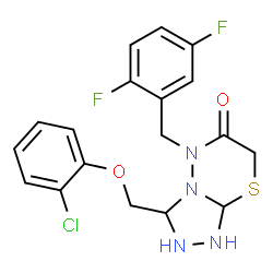 ChemSpider 2D Image | 3-[(2-Chlorophenoxy)methyl]-5-(2,5-difluorobenzyl)tetrahydro-5H-[1,2,4]triazolo[3,4-b][1,3,4]thiadiazin-6(7H)-one | C18H17ClF2N4O2S
