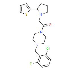 ChemSpider 2D Image | 1-[4-(2-Chloro-6-fluorobenzyl)-1-piperazinyl]-2-[2-(2-thienyl)-1-pyrrolidinyl]ethanone | C21H25ClFN3OS