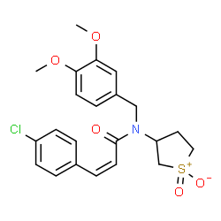 ChemSpider 2D Image | (Z)-3-(4-chlorophenyl)-N-[(3,4-dimethoxyphenyl)methyl]-N-(1-oxido-1-oxo-2,3,4,5-tetrahydrothiophen-3-yl)prop-2-enamide | C22H24ClNO5S