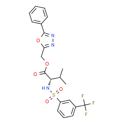 ChemSpider 2D Image | (5-Phenyl-1,3,4-oxadiazol-2-yl)methyl N-{[3-(trifluoromethyl)phenyl]sulfonyl}-L-valinate | C21H20F3N3O5S