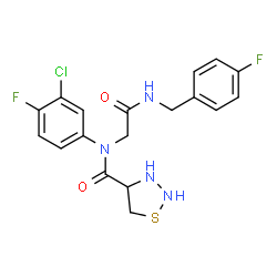 ChemSpider 2D Image | N-(3-Chloro-4-fluorophenyl)-N-{2-[(4-fluorobenzyl)amino]-2-oxoethyl}-1,2,3-thiadiazolidine-4-carboxamide | C18H17ClF2N4O2S