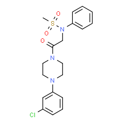 ChemSpider 2D Image | N-{2-[4-(3-Chlorophenyl)-1-piperazinyl]-2-oxoethyl}-N-phenylmethanesulfonamide | C19H22ClN3O3S
