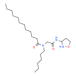 ChemSpider 2D Image | N-Hexyl-N-[2-(1,2-oxazolidin-3-ylamino)-2-oxoethyl]dodecanamide | C23H45N3O3