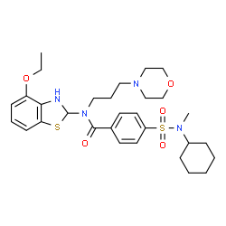 ChemSpider 2D Image | 4-[Cyclohexyl(methyl)sulfamoyl]-N-(4-ethoxy-2,3-dihydro-1,3-benzothiazol-2-yl)-N-[3-(4-morpholinyl)propyl]benzamide | C30H42N4O5S2