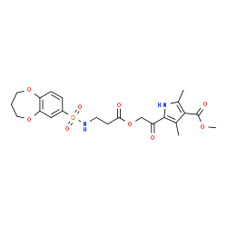 ChemSpider 2D Image | Methyl 5-({[N-(3,4-dihydro-2H-1,5-benzodioxepin-7-ylsulfonyl)-beta-alanyl]oxy}acetyl)-2,4-dimethyl-1H-pyrrole-3-carboxylate | C22H26N2O9S