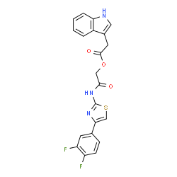 ChemSpider 2D Image | 2-{[4-(3,4-Difluorophenyl)-1,3-thiazol-2-yl]amino}-2-oxoethyl 1H-indol-3-ylacetate | C21H15F2N3O3S