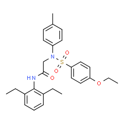 ChemSpider 2D Image | N-(2,6-Diethylphenyl)-N~2~-[(4-ethoxyphenyl)sulfonyl]-N~2~-(4-methylphenyl)glycinamide | C27H32N2O4S