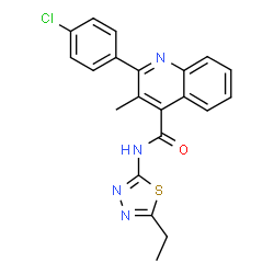 ChemSpider 2D Image | 2-(4-Chlorophenyl)-N-(5-ethyl-1,3,4-thiadiazol-2-yl)-3-methyl-4-quinolinecarboxamide | C21H17ClN4OS