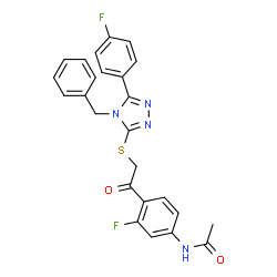 ChemSpider 2D Image | N-[4-({[4-Benzyl-5-(4-fluorophenyl)-4H-1,2,4-triazol-3-yl]sulfanyl}acetyl)-3-fluorophenyl]acetamide | C25H20F2N4O2S
