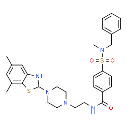 ChemSpider 2D Image | 4-[Benzyl(methyl)sulfamoyl]-N-{2-[4-(5,7-dimethyl-2,3-dihydro-1,3-benzothiazol-2-yl)-1-piperazinyl]ethyl}benzamide | C30H37N5O3S2