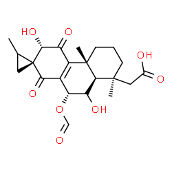 ChemSpider 2D Image | [(1R,3'S,4b'R,8'S,8a'R,9'S,10'R)-10'-(Formyloxy)-3',9'-dihydroxy-2,4b',8'-trimethyl-1',4'-dioxo-3',4',4b',5',6',7',8',8a',9',10'-decahydro-1'H-spiro[cyclopropane-1,2'-phenanthren]-8'-yl]acetic acid (n
on-preferred name) | C22H28O8
