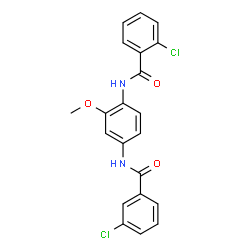 ChemSpider 2D Image | 2-Chloro-N-{4-[(3-chlorobenzoyl)amino]-2-methoxyphenyl}benzamide | C21H16Cl2N2O3