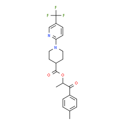 ChemSpider 2D Image | 1-(4-Methylphenyl)-1-oxo-2-propanyl 1-[5-(trifluoromethyl)-2-pyridinyl]-4-piperidinecarboxylate | C22H23F3N2O3