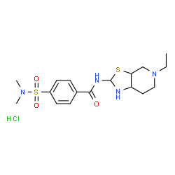 ChemSpider 2D Image | 4-(Dimethylsulfamoyl)-N-(5-ethyloctahydro[1,3]thiazolo[5,4-c]pyridin-2-yl)benzamide hydrochloride (1:1) | C17H27ClN4O3S2