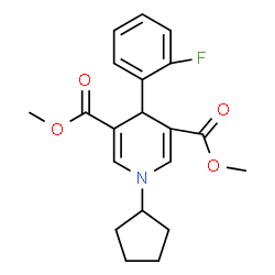 ChemSpider 2D Image | Dimethyl 1-cyclopentyl-4-(2-fluorophenyl)-1,4-dihydro-3,5-pyridinedicarboxylate | C20H22FNO4