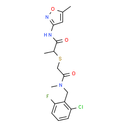 ChemSpider 2D Image | 2-({2-[(2-Chloro-6-fluorobenzyl)(methyl)amino]-2-oxoethyl}sulfanyl)-N-(5-methyl-1,2-oxazol-3-yl)propanamide | C17H19ClFN3O3S