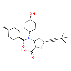ChemSpider 2D Image | 2,5-Anhydro-3,4-dideoxy-5-(3,3-dimethyl-1-butyn-1-yl)-3-{(cis-4-hydroxycyclohexyl)[(trans-4-methylcyclohexyl)carbonyl]amino}-2-thiopentonic acid | C25H39NO4S