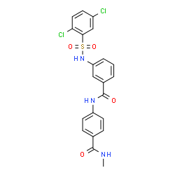 ChemSpider 2D Image | 3-{[(2,5-Dichlorophenyl)sulfonyl]amino}-N-[4-(methylcarbamoyl)phenyl]benzamide | C21H17Cl2N3O4S