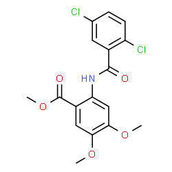 ChemSpider 2D Image | Methyl 2-[(2,5-dichlorobenzoyl)amino]-4,5-dimethoxybenzoate | C17H15Cl2NO5