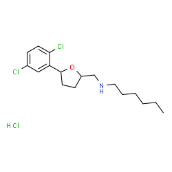 ChemSpider 2D Image | N-{[5-(2,5-Dichlorophenyl)tetrahydro-2-furanyl]methyl}-1-hexanamine hydrochloride (1:1) | C17H26Cl3NO