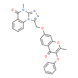 ChemSpider 2D Image | 4-Methyl-1-{[(2-methyl-4-oxo-3-phenoxy-4H-chromen-7-yl)oxy]methyl}[1,2,4]triazolo[4,3-a]quinazolin-5(4H)-one | C27H20N4O5