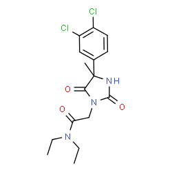 ChemSpider 2D Image | 2-[4-(3,4-Dichlorophenyl)-4-methyl-2,5-dioxo-1-imidazolidinyl]-N,N-diethylacetamide | C16H19Cl2N3O3