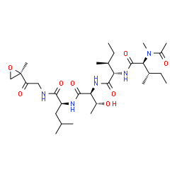 ChemSpider 2D Image | N-Acetyl-N-methyl-L-isoleucyl-L-isoleucyl-L-threonyl-N-{2-[(2R)-2-methyl-2-oxiranyl]-2-oxoethyl}-L-leucinamide | C30H53N5O8