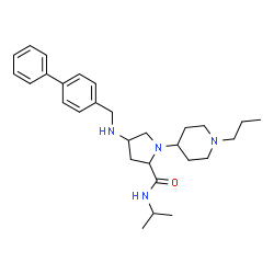 ChemSpider 2D Image | 4-[(4-Biphenylylmethyl)amino]-N-isopropyl-1-(1-propyl-4-piperidinyl)prolinamide | C29H42N4O