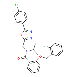 ChemSpider 2D Image | 2-[(2-Chlorobenzyl)oxy]-N-{[5-(4-chlorophenyl)-1,3,4-oxadiazol-2-yl]methyl}-N-isopropylbenzamide | C26H23Cl2N3O3