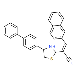ChemSpider 2D Image | (2Z)-2-[4-(4-Biphenylyl)-1,3-thiazolidin-2-yl]-3-(2-naphthyl)acrylonitrile | C28H22N2S